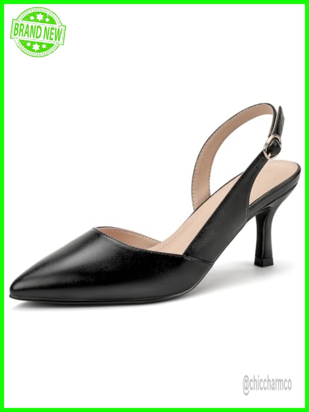 Slingback Kitten Heels D'Orsay Pumps Closed Toe Pointed Dress Shoes